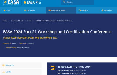 EASA 2024 Part 21 Workshop and Certification Conference